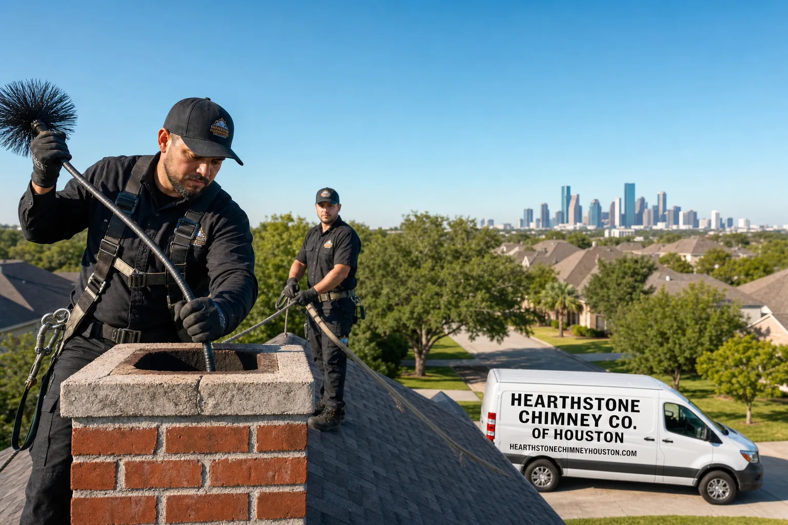 Hearthstone Chimney Co. of Houston chimney cleaning team